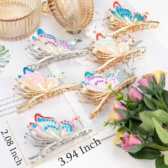 6 Pcs Butterfly Metal Hair Clips - Picture 2 of 4